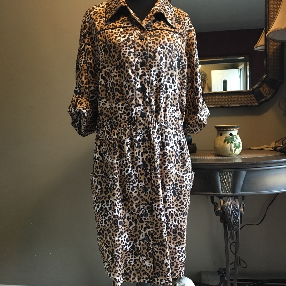 LEOPARD PRINT SATEEN COTTON SIMONTON SUMMER DRESS